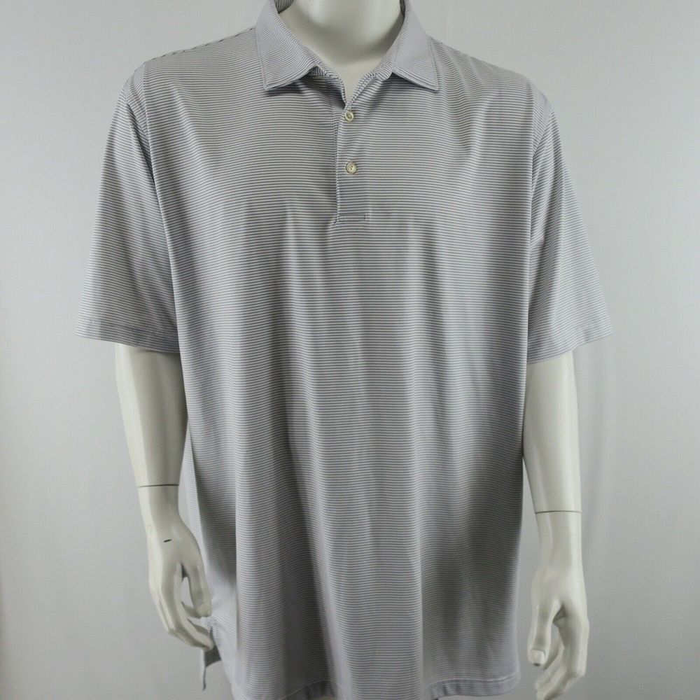 Peter Millar Summer Comfort Golf Polo Shirt Mens XXL 2XL Black White Striped